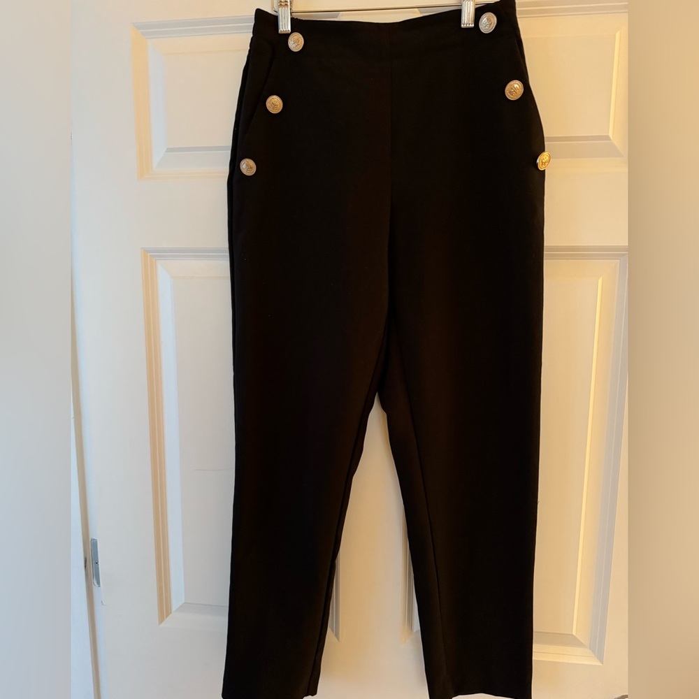 Zara straight leg pants with gold buttons